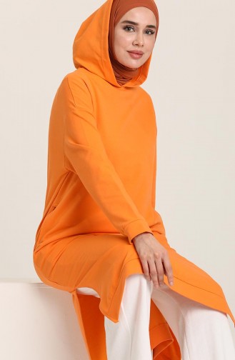 Kapüşonlu Spor Tunik 3007-18 Oranj