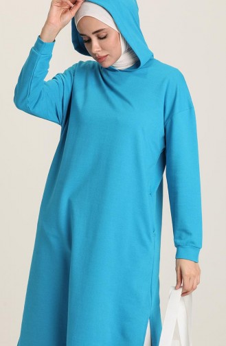 Tunique Sport a Capuche 3007-19 Turquoise 3007-19