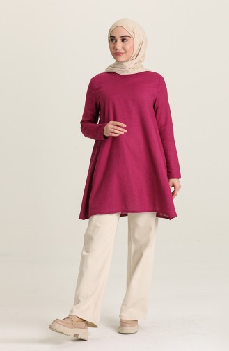 Pamuklu Basic Çan Tunik 7007-02 Fuşya