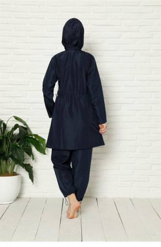 Navy Blue Modest Swimwear 2654.Lacivert
