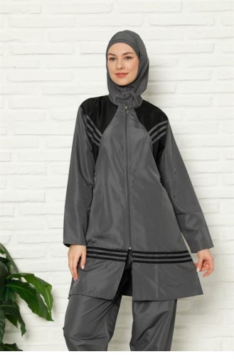Rauchgrau Hijab Badeanzug 2655.Füme