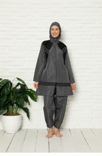Rauchgrau Hijab Badeanzug 2655.Füme