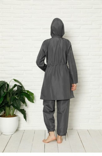 Rauchgrau Hijab Badeanzug 2655.Füme