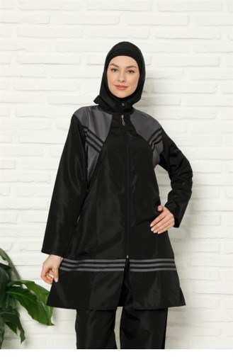 Black Modest Swimwear 2656.Siyah