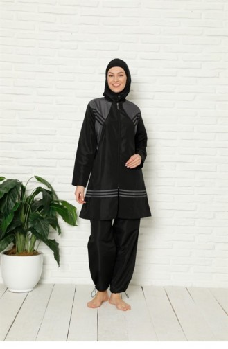 Black Modest Swimwear 2656.Siyah