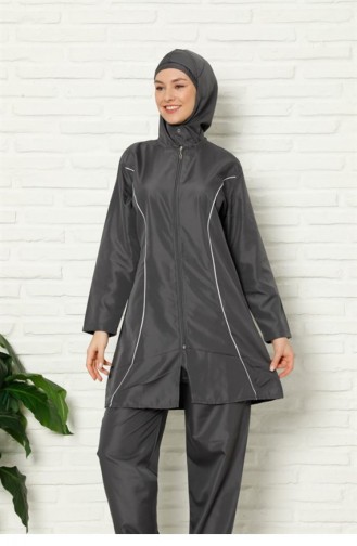 Rauchgrau Hijab Badeanzug 2667.Füme