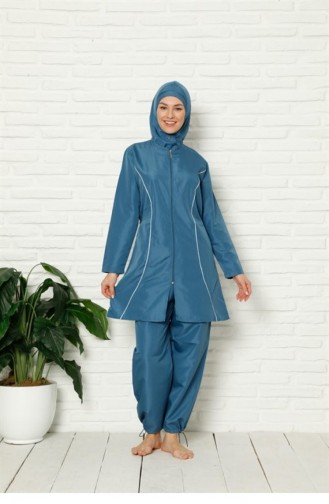 Maillot de Bain Hijab Indigo 2671.İndigo