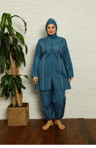 Indigo Swimsuit Hijab 2688.İndigo