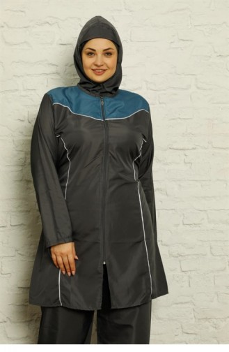 Rauchgrau Hijab Badeanzug 2694.Füme