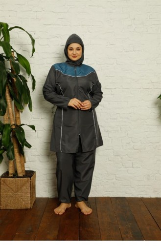 Rauchgrau Hijab Badeanzug 2694.Füme
