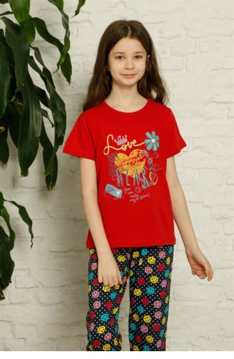 Red Baby and Children`s Pajama Set 2879.Kırmızı