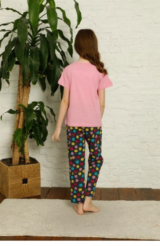 Akbeniz Çocuk Pamuk Kısa Kollu Pijama Takımı 4625 Pembe