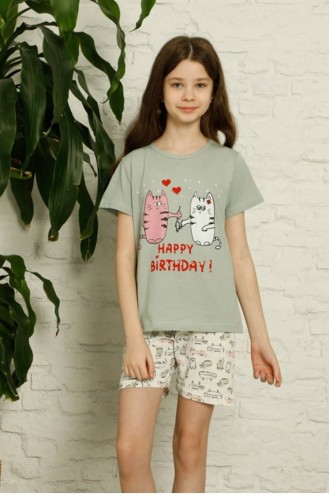 Sea Green Baby and Children`s Pajama Set 2884.Su Yeşili