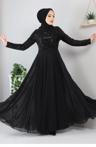 Sefamerve, Black Hijab Evening Dress