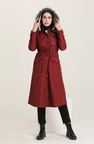 Claret Red Winter Coat 10341.Bordo