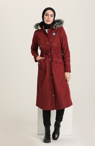 Claret Red Winter Coat 10341.Bordo