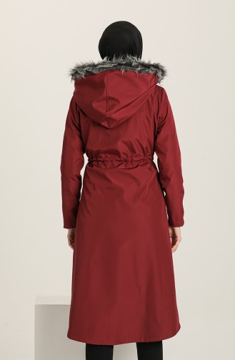 Claret Red Winter Coat 10341.Bordo