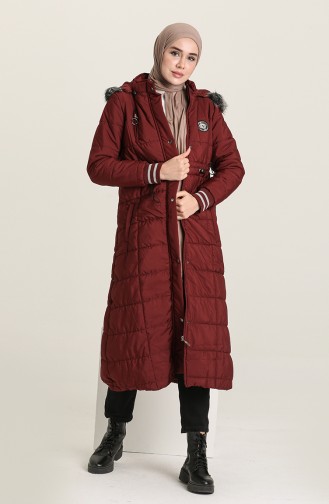 Kapşonlu Kapitone Mont 10500 Bordo