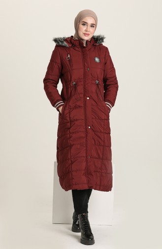 Kapşonlu Kapitone Mont 10500 Bordo