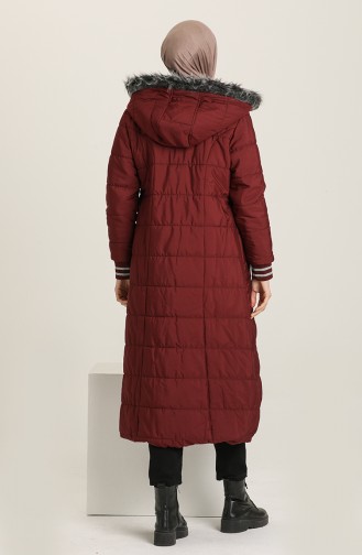 Kapşonlu Kapitone Mont 10500 Bordo