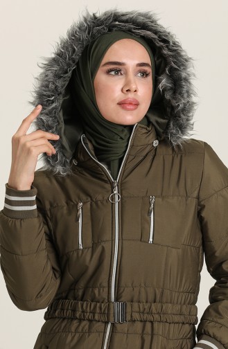 Kapşonlu Kapitone Mont 10600 Haki