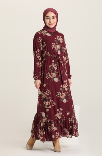 Plum Hijab Dress 3114-03