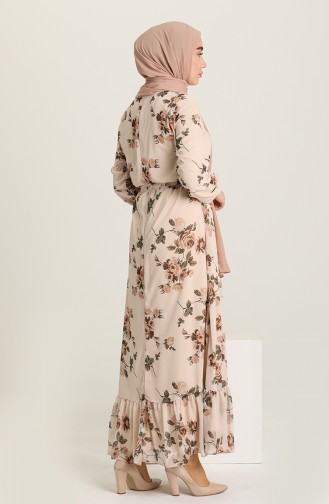 Beige Hijab Dress 3114-05