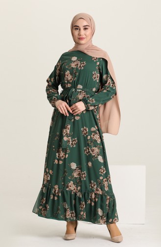 Emerald Green Hijab Dress 3114-06