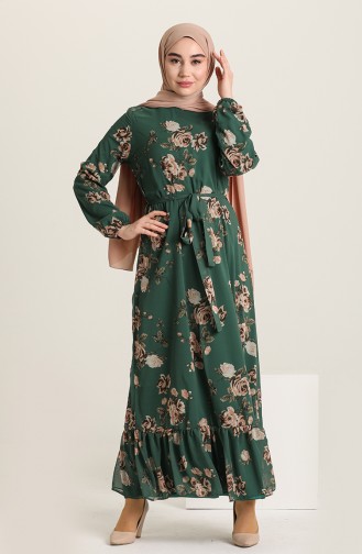 Emerald Green Hijab Dress 3114-06