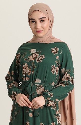 Emerald Green Hijab Dress 3114-06