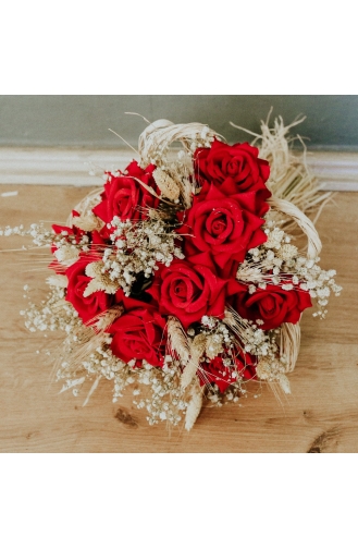 Flame Red Bridal Bouquet 017-01