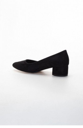 London Kadın Kısa Topuklu Ayakkabı Siyah Süet Af 00000679 Siyah