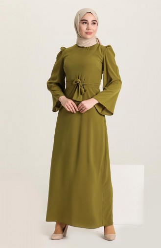 Kleid mit Gürtel 0032-04 Khaki Grün 0032-04