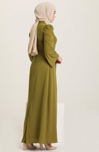 Kleid mit Gürtel 0032-04 Khaki Grün 0032-04