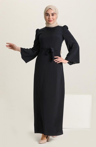 فستان بتصميم سادة مع حزام 0032-01
