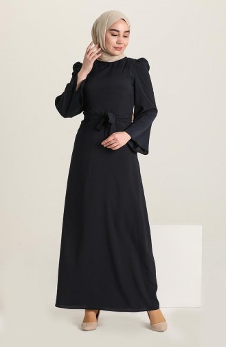 Kuşaklı Elbise 0032-01 Siyah