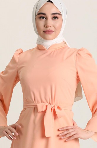 فستان بتصميم سادة مع حزام 0032-02