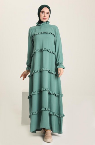 Green Almond Hijab Dress 8397-03
