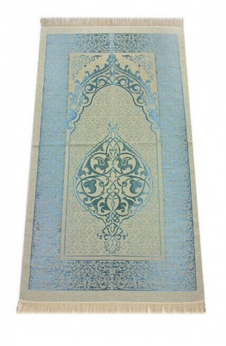 Lüks Açık Renk Osmanlı Tafta Seccade 0210 Mavi Renk