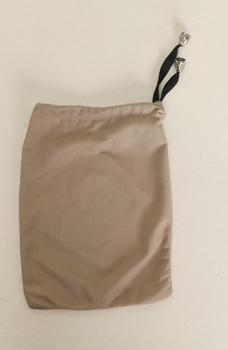 Çantalı Büyük Beden Pratik Namaz Elbisesi 1975-05 Koyu Bej