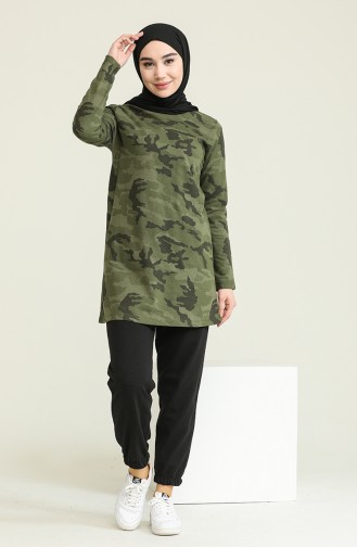 Camouflage Patterned Track Suit Set 2001-01 Khaki 2001-01