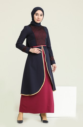Navy Blue Hijab Dress 5002-01