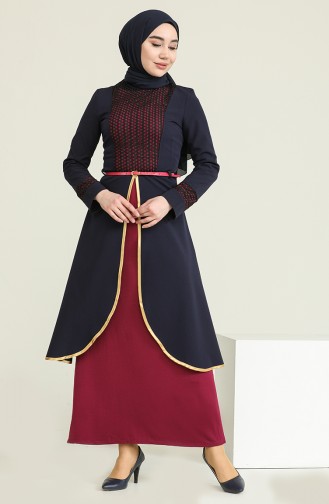 Navy Blue Hijab Dress 5002-01