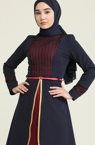 Navy Blue İslamitische Jurk 5002-01