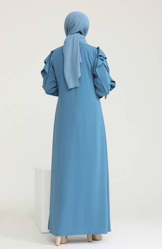 Kleid mit Chiffon Detail 0123-01 Blau 0123-01