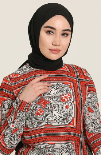 Desenli Tunik 3876-01 Mercan