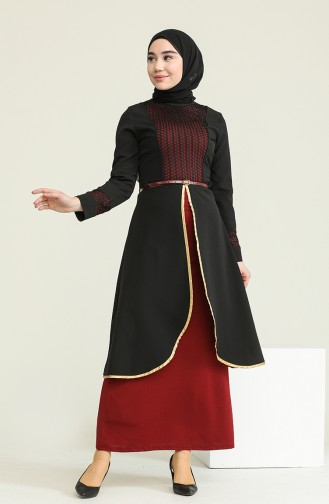 Robe Caftan détail Fİlet 5002-03 Noir 5002-03