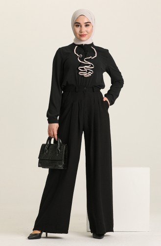 frill Detailed Blouse 1007-03 Black Mink 1007-03