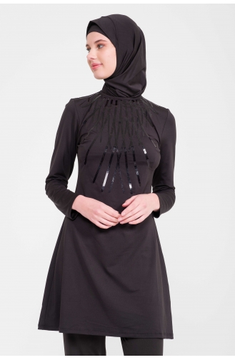 Maillot de Bain Hijab Noir 1007-01