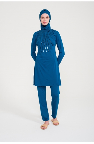 Oil Blue Swimsuit Hijab 1007-02